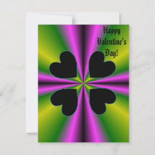 Valentine's Day - Black Heart on Rainbow Holiday Card