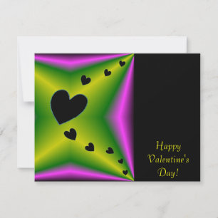 Valentine's Day - Black Heart on Rainbow Holiday Card