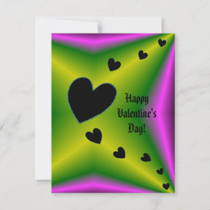 Valentine's Day - Black Heart on Rainbow Holiday Card