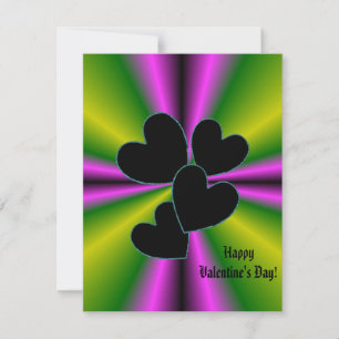 Valentine's Day - Black Heart on Rainbow Holiday Card