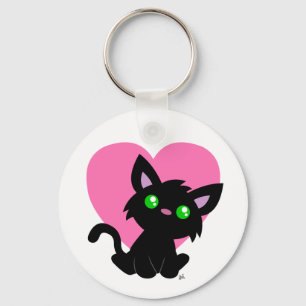 Valentine's Day Black Kitty Keychain