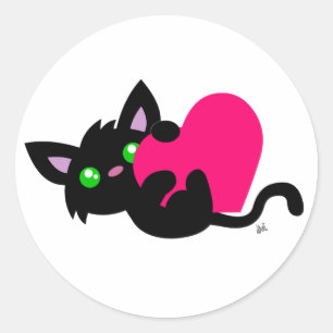 Valentine's Day Black Kitty Sticker