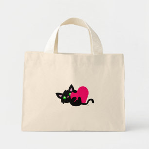 Valentine's Day Black Kitty Tote Bag