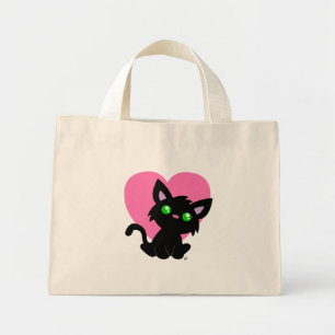 Valentine's Day Black Kitty Tote Bag