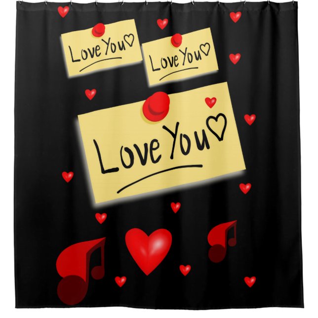 valentines day black love showercurtain shower curtain (Front)