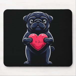Valentines Day Black Pug Heart Funny Dog Mom Dad F Mouse Mat