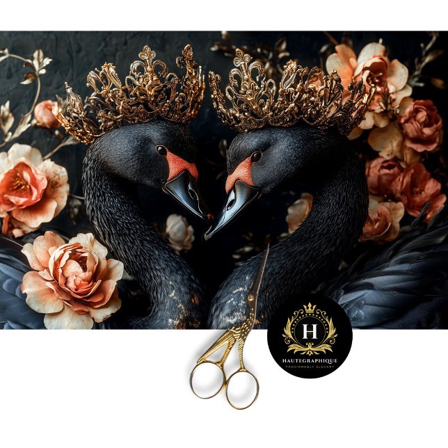 Valentines Day Black Swan Red Florals Decoupage Tissue Paper (Creator Uploaded)