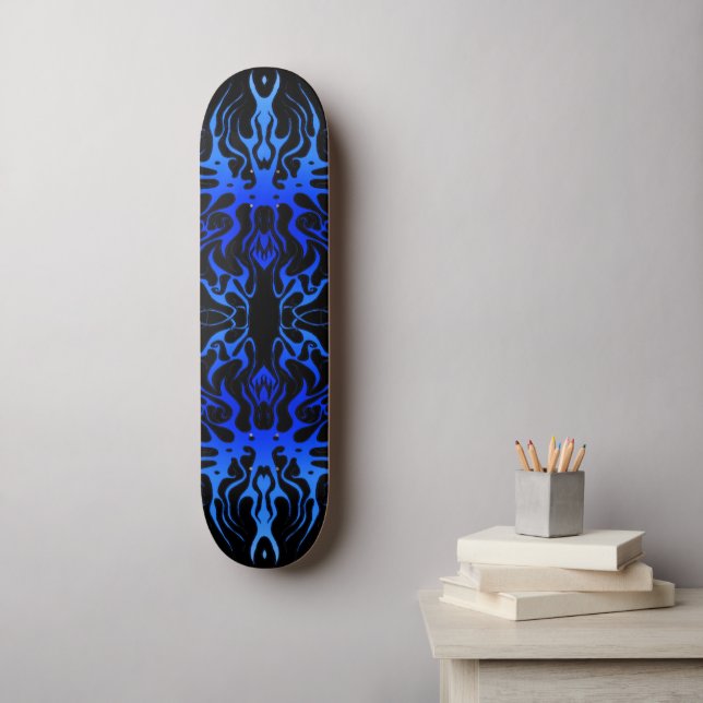 Valentine's Day Blue Heart Tribal Tattoo Skateboard (Wall Art)
