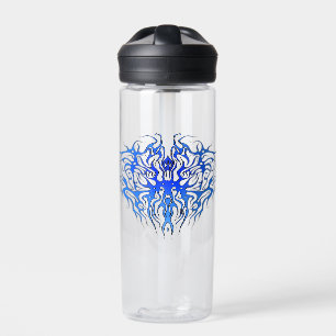Valentine's Day Blue Heart Tribal Tattoo Water Bottle