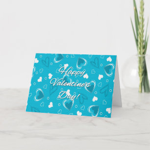 Valentine's Day Blue Hearts - Customise Holiday Card