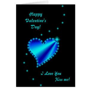 Valentine's Day  - Blue Rainbow heart on black