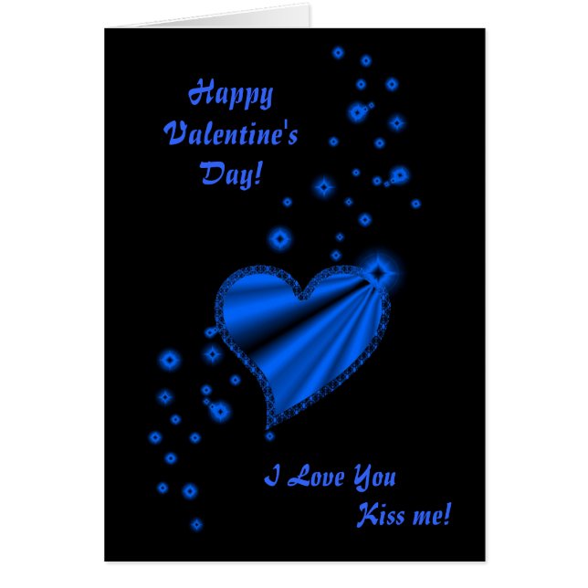 Valentine's Day  - Blue Rainbow heart on black (Front)