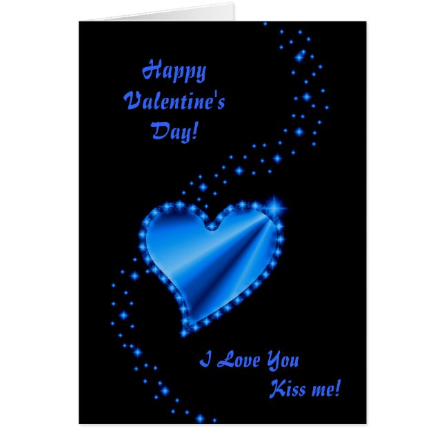 Valentine's Day  - Blue Rainbow heart on black (Front)
