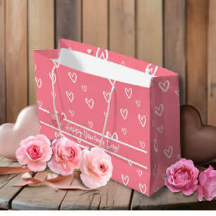 Valentine's Day Blush Heart Pattern Large Gift Bag