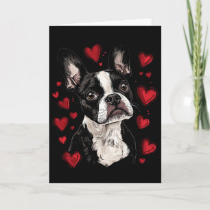 Valentine's Day Boston Terrier Card