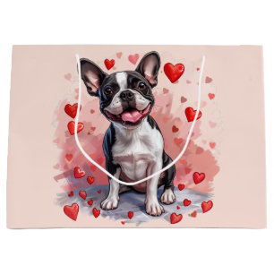 Valentines Day Boston Terrier Dog Large Gift Bag