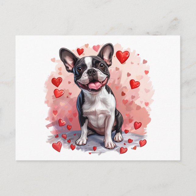 Valentines Day Boston Terrier Dog Postcard (Front)