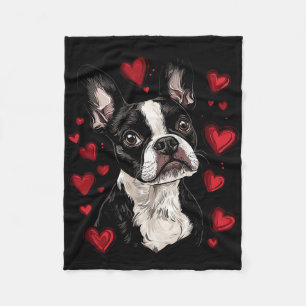 Valentine's Day Boston Terrier Fleece Blanket