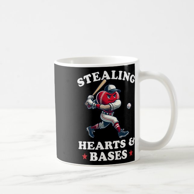 Valentine's Day Boys Baseball Player Stealing Hear Coffee Mug (Right)