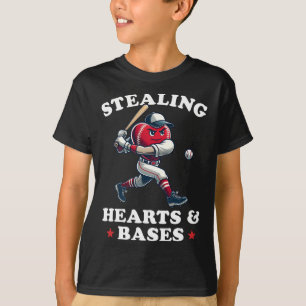 Valentine's Day Boys Baseball Player Stealing Hear T-Shirt
