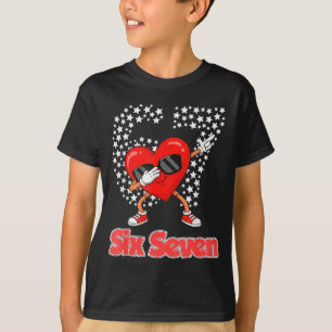 Valentines day boys kids girls hearts dabbing six T-Shirt