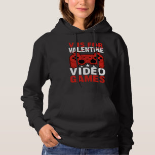 Valentines Day boys kids son V Is For Video Games  Hoodie