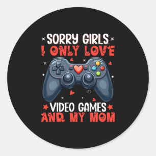 Valentines Day Boys Kids Son Video Games Funny Gam Classic Round Sticker