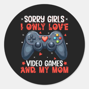 Valentines Day Boys Kids Son Video Games Funny Gam Classic Round Sticker