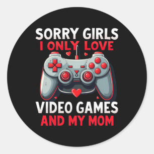 Valentines Day Boys Kids Son Video Games Funny Gam Classic Round Sticker