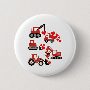 Valentines Day Boys Kids Toddler Construction Truc 6 Cm Round Badge