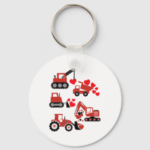Valentines Day Boys Kids Toddler Construction Truc Key Ring