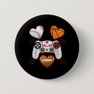 Valentines Day Boys Men Hearts Gaming Basketball B 6 Cm Round Badge