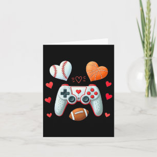 Valentines Day Boys Men Hearts Gaming Basketball B Card