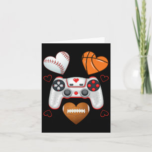Valentines Day Boys Men Hearts Gaming Basketball B Card