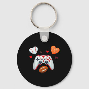 Valentines Day Boys Men Hearts Gaming Basketball B Key Ring