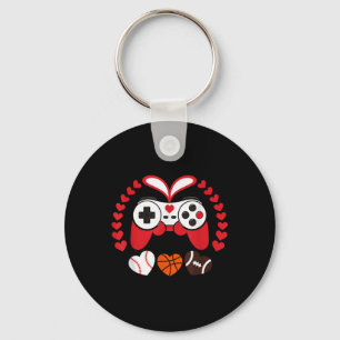 Valentines Day Boys Men Hearts Gaming Basketball B Key Ring