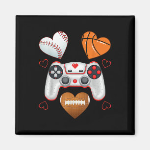 Valentines Day Boys Men Hearts Gaming Basketball B Magnet