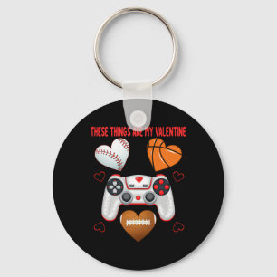 Valentines Day Boys Men Hearts Gaming Football Bas Key Ring