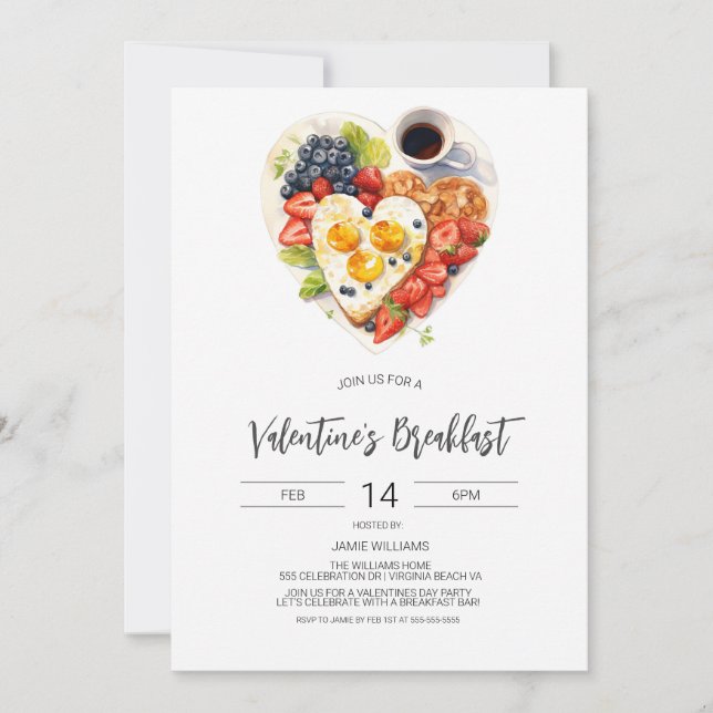 Valentine's Day Breakfast, Mother's Day Breakfast Invitation (Front)