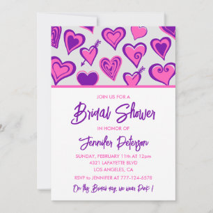 Valentines day bridal shower invitation Cute heart