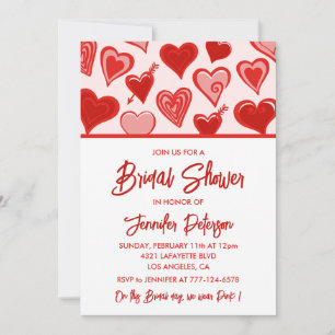 Valentines day bridal shower invitation Red Pink