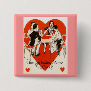 Valentine's Day Bridge Game 15 Cm Square Badge