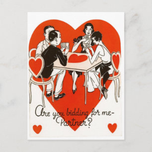 Valentine's Day Bridge Game Holiday Postcard