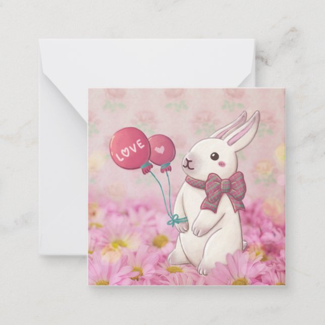 Valentine's Day: Bunny & Flowers Card (Front)