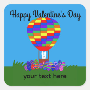 Valentine's Day Bunny Hot Air Balloon #2 Stickers