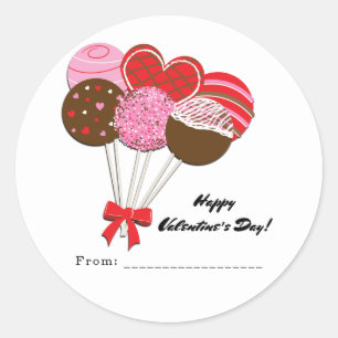 Valentine's Day Cake Pops Personalised Party Classic Round Sticker