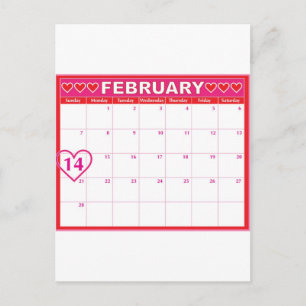 Valentines Day Calendar Holiday Postcard