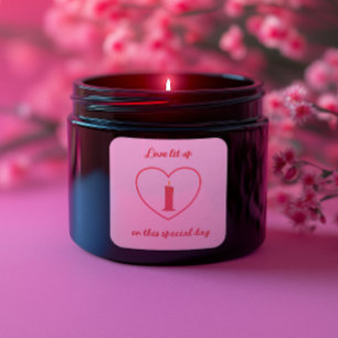 Valentines Day Candle Square Sticker
