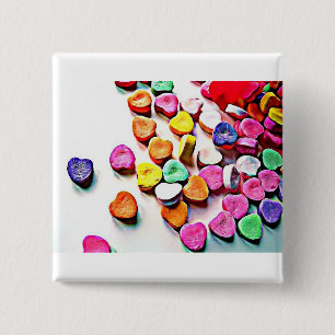 Valentine's Day Candy Hearts 15 Cm Square Badge