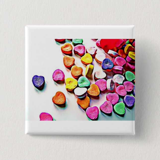 Valentine's Day Candy Hearts 15 Cm Square Badge (Front)
